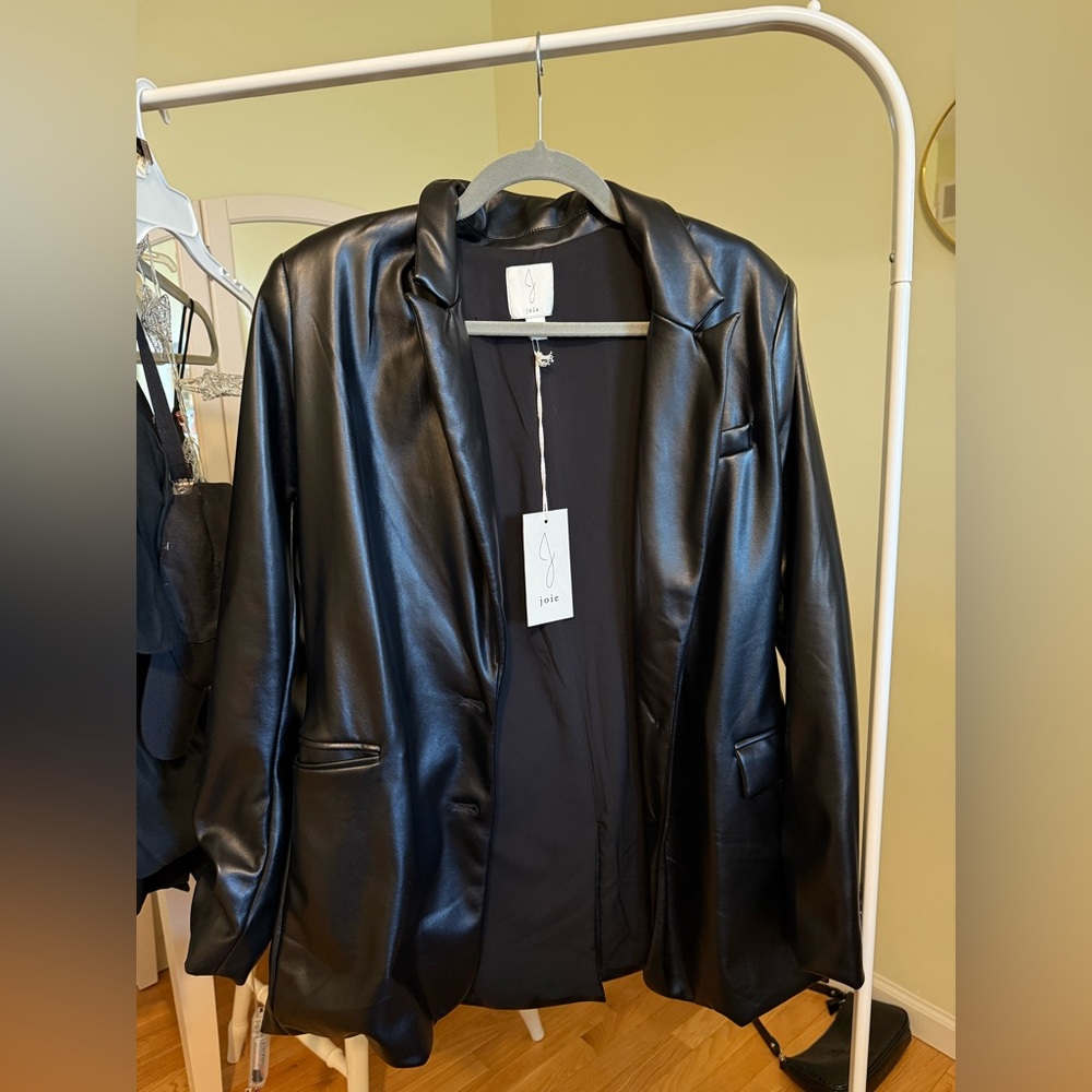 Faux leather blazer